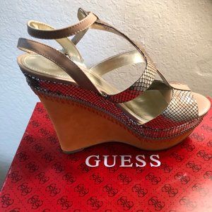 Shoes women high heels size 8 Guess Diastol Gold Multi Leather